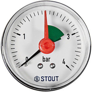 Манометр аксиальный с указателем предела 1/4" 50 мм 4 бар Stout