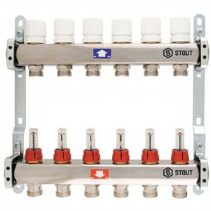 Коллектор из нержавеющей стали с расходомерами 8 вых. Stout