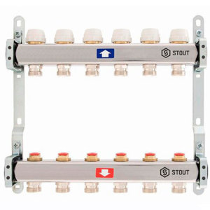 Коллектор из нержавеющей стали без расходомеров 6 вых. Stout