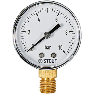 Манометр радиальный 1/2" 100 мм 10 бар Stout