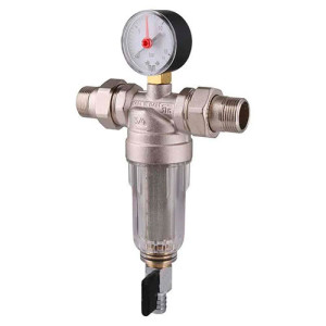 Фильтр с манометром, с пластиковой колбой 3/4" TIEMME