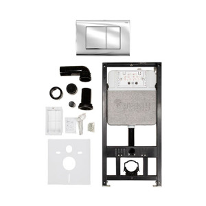 Инсталляция для унитаза РЕХАУ NOVAFLOW с панелью смыва NOVA QUAD 001 хром глянцевый