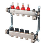 Коллектор из нержавеющей стали Multidis SFR 1" 4 контура 3/4" с расходомерами Oventrop