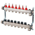 Коллектор из нержавеющей стали Multidis SFR 1" 7 контуров 3/4" с расходомерами Oventrop