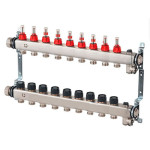 Коллектор из нержавеющей стали Multidis SFR 1" 9 контуров 3/4" с расходомерами Oventrop